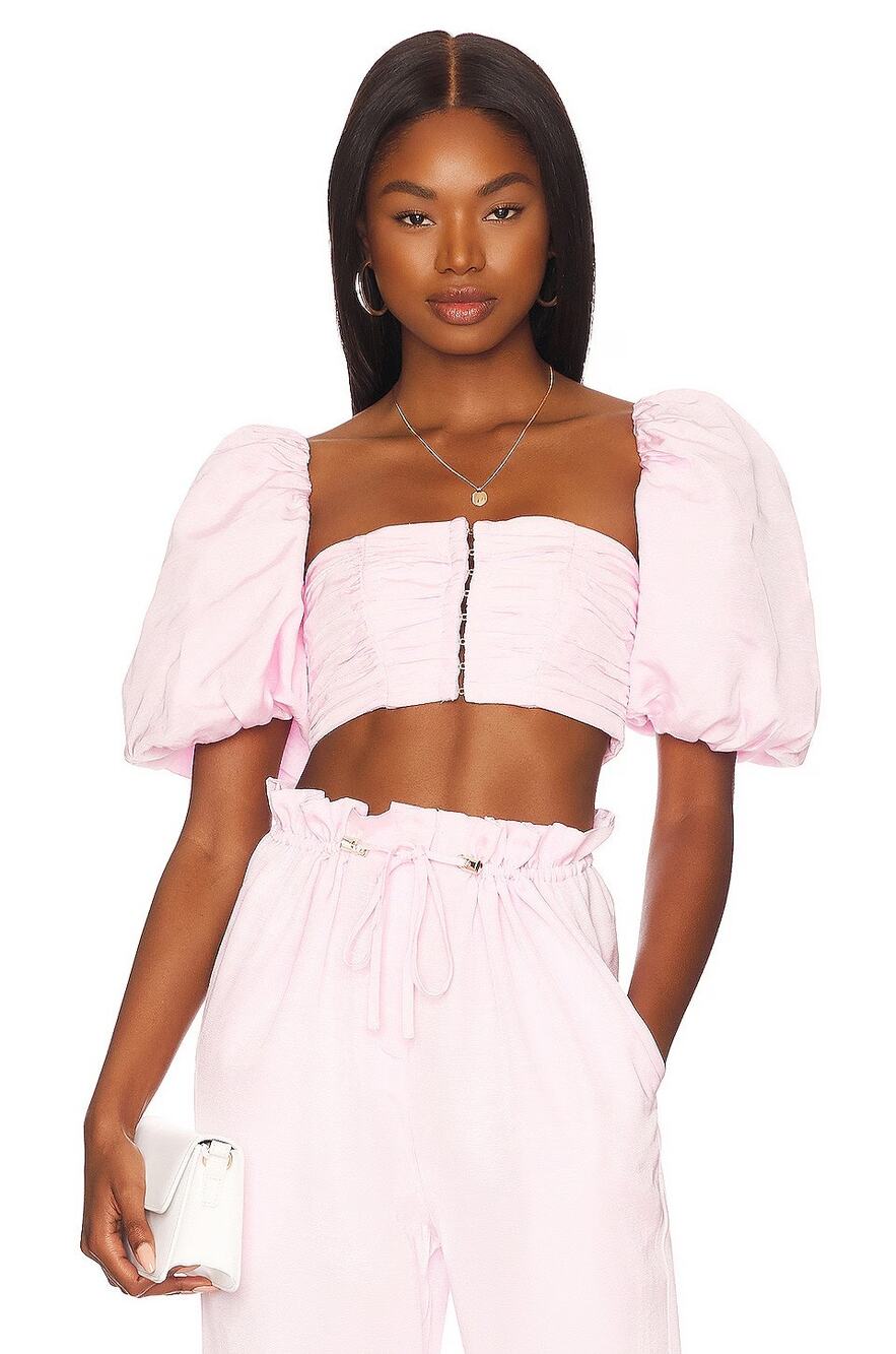 NBD Waverly Crop Top Jersey Square Neck Date Night Statement Preppy Romantic M